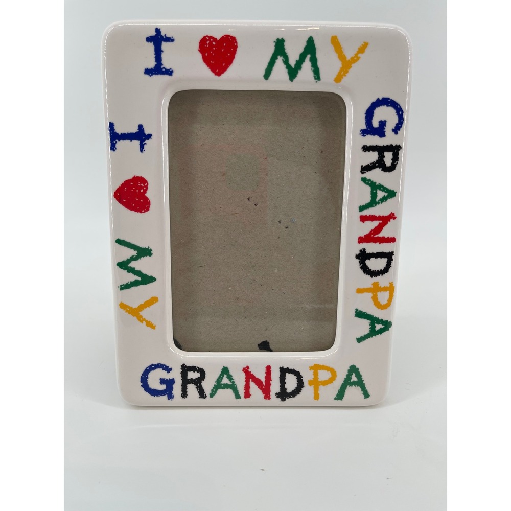 I Love My Grandpa Ceramic Picture Frame Rare Colorful Crayon Y2K 90's 3/5 Gift